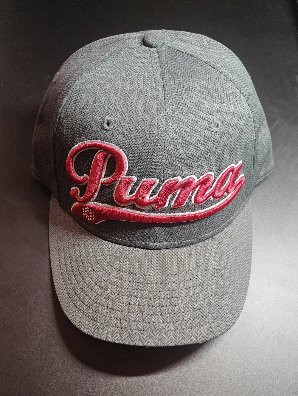 Puma Gray Cap with Red Script Logo